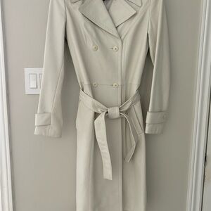 Danier White Double Breasted Leather Trench Coat